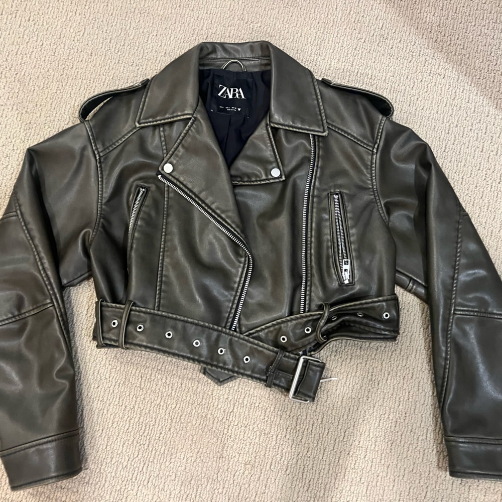 Zara Dark Grey Leather Jacket